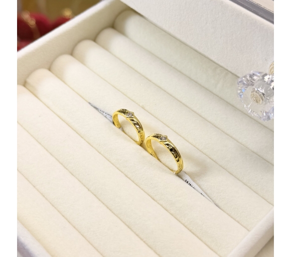 Nhẫn Đôi Phối Hột Móc Máy 