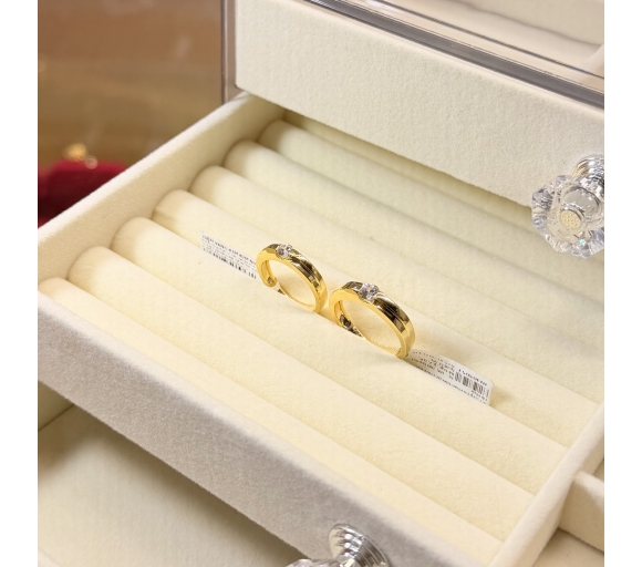 Nhẫn Đôi Phối Hột Đơn Giản 