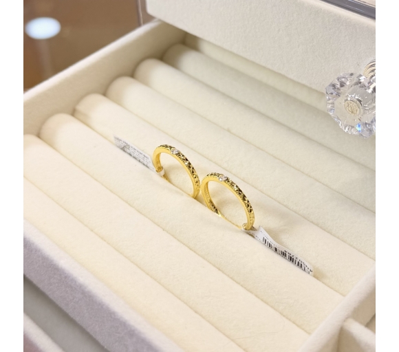 Nhẫn Đôi Móc Máy Phối Hột Bản Nhỏ 