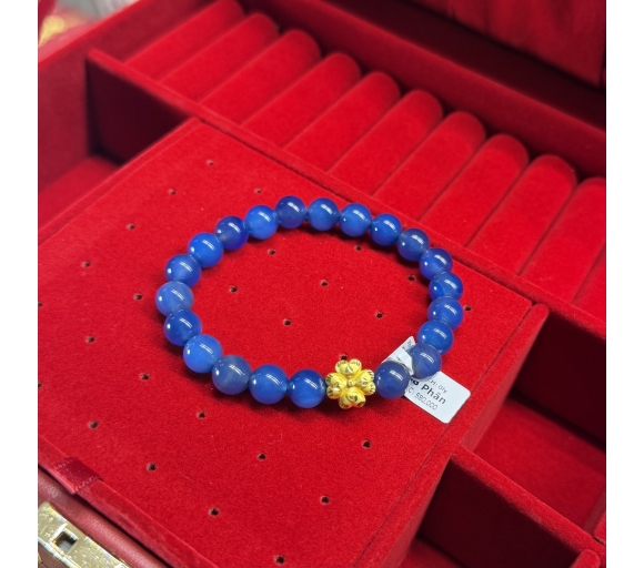 Vòng Xanh Biển Phối Charm 4 Lá 