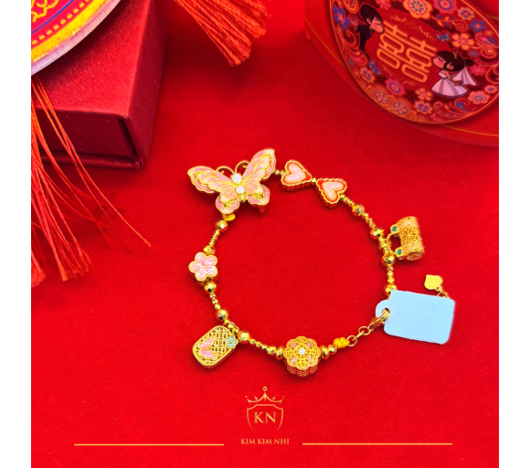 Lắc hồ điệp hồng charm 